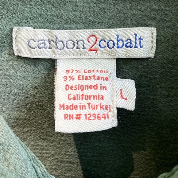 Carbon 2 Cobalt Green Button Shirt Men Large Long Sleeve Heavy Cotton Collared - Picture 2 of 7